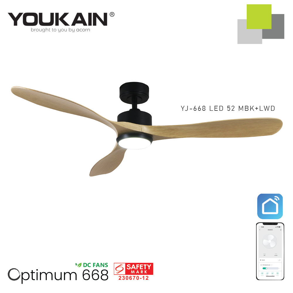 Youkain YJ-688 52" MBK+LWD with LED Fan Light