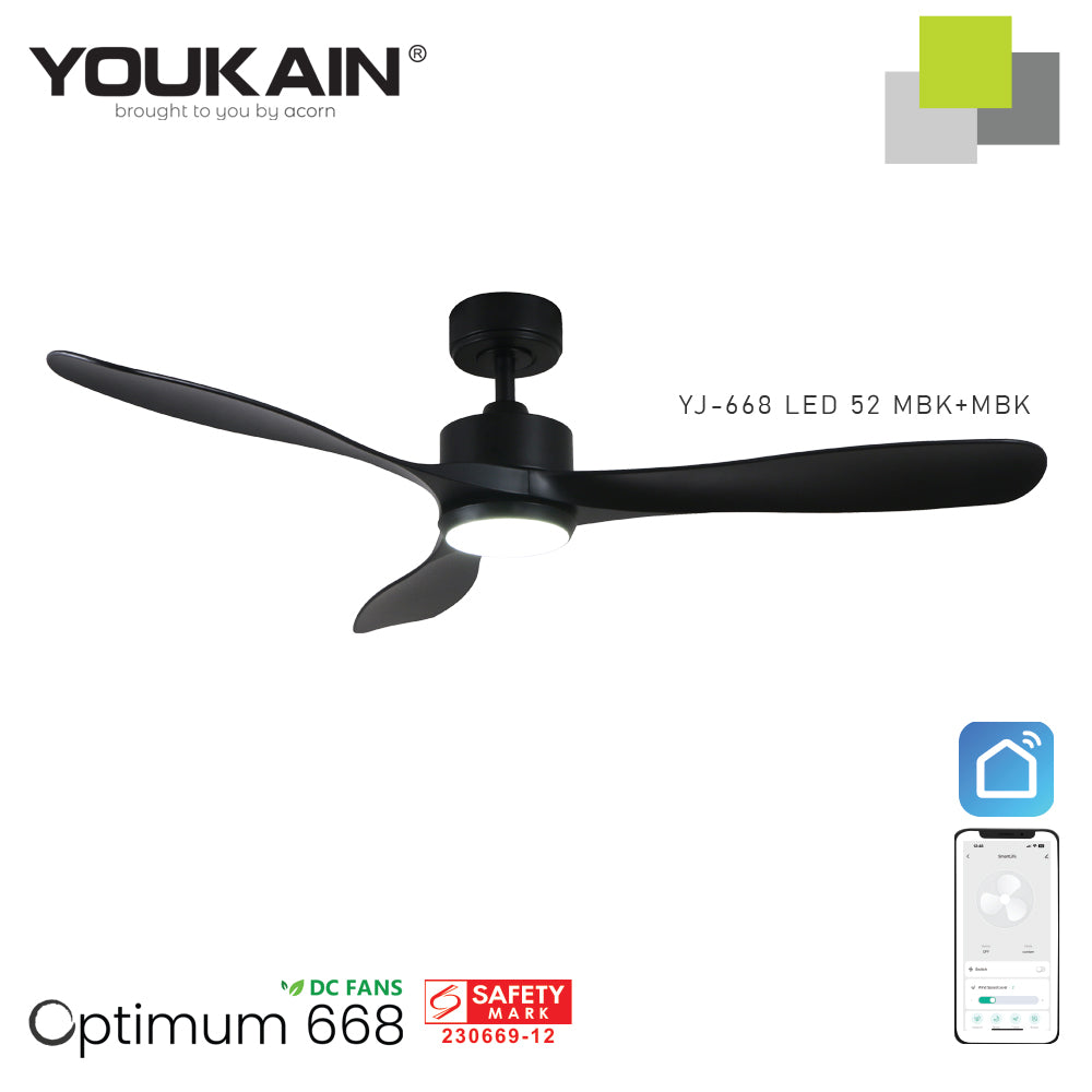 Youkain YJ-688 52" MBK+MBK with LED Fan Light