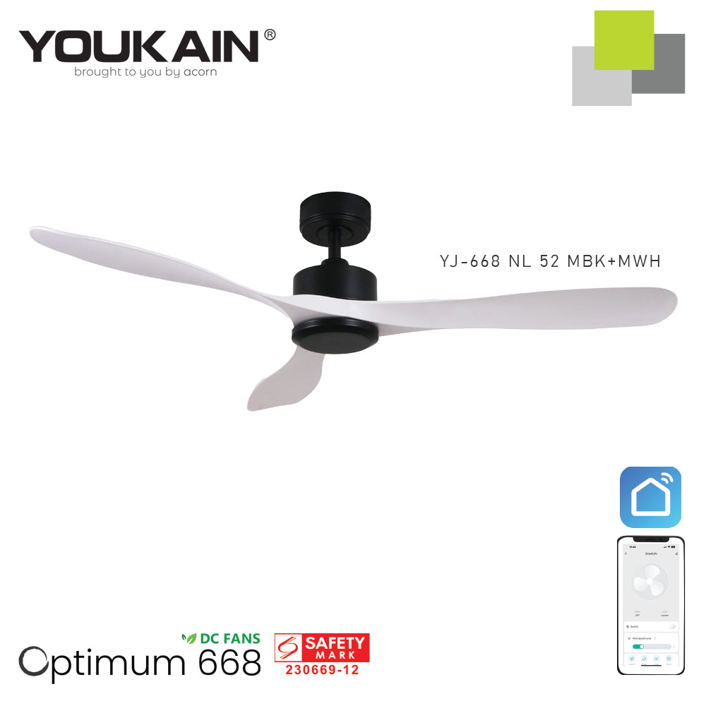 Youkain YJ-688 52" MBK+MWH with No Fan Light