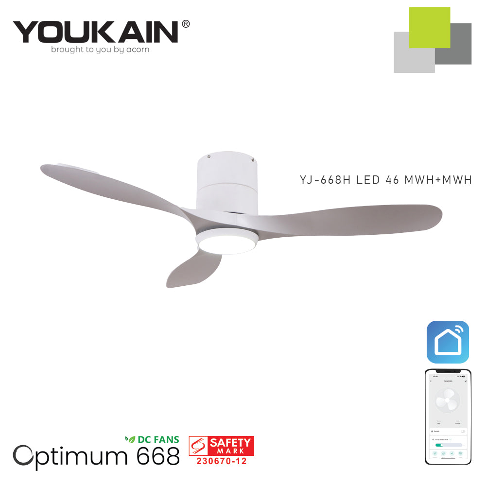 Youkain YJ-688H 46" WH+WH with LED Fan Light