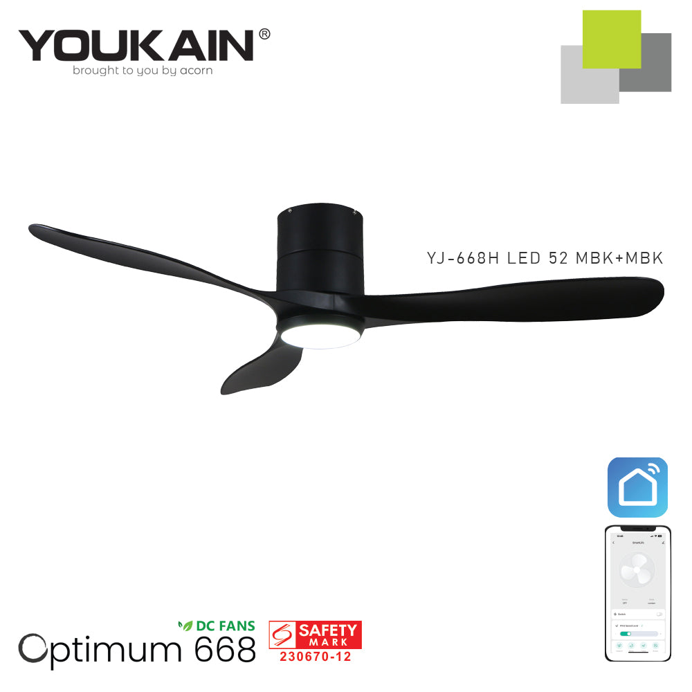 Youkain YJ-688H 52" MBK+MBK with LED Fan Light
