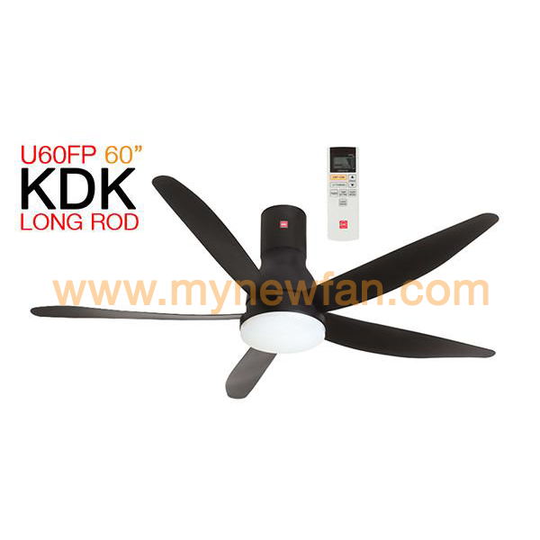 KDK U60FW (Long Pipe) Black with LED fan light